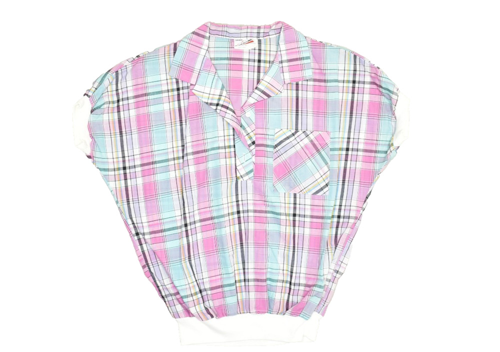 Vintage Accent Pink Plaid Button Down Shirt Women's Regular Size S Made in USA